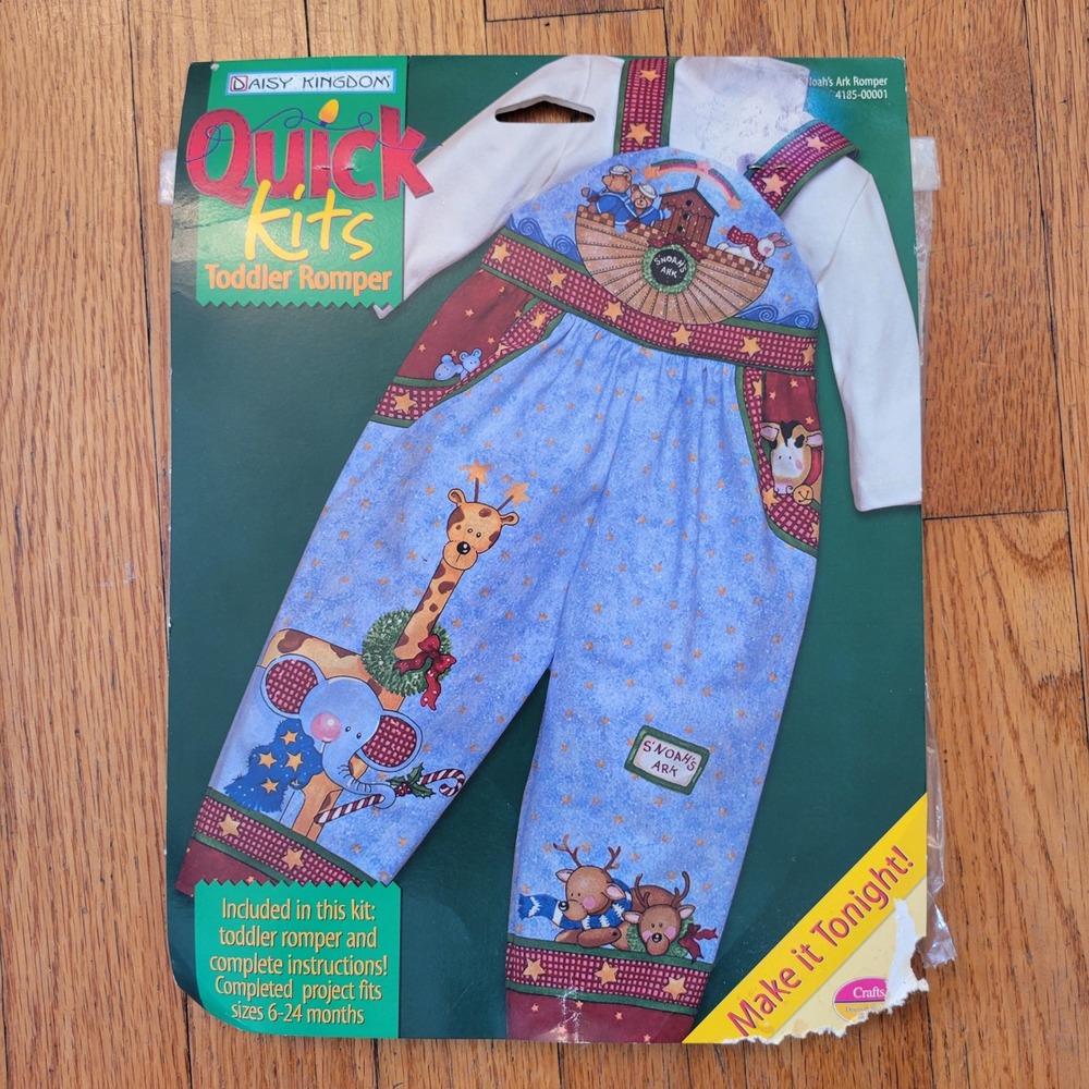 Daisy Kingdom Quick Kits Toddler Romper Noahs‎ Ark Animals 6-24 Months Retro Vtg